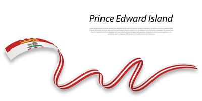 Waving ribbon or stripe with flag of Prince Edward Island vector