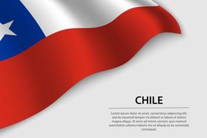 Wave flag of Chile on white background. Banner or ribbon vector