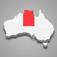 Northern Territory region location within Australia 3d map vector