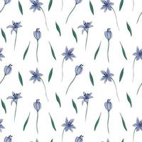 Elegant gentle trendy pattern in small-scale flower. Millefleurs. Liberty style. Floral seamless on blue background for textile, mens wear, cotton fabric, covers, wallpapers, print, vector