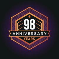 98th year anniversary celebration abstract logo design on vantage black background vector template