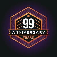 99th year anniversary celebration abstract logo design on vantage black background vector template