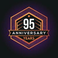 95th year anniversary celebration abstract logo design on vantage black background vector template