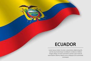 ola bandera de Ecuador en blanco antecedentes. bandera o cinta vecto vector