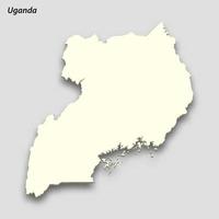 3d isometric map of Uganda isolated with shadow vector