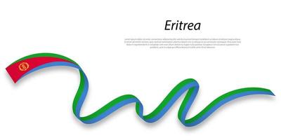 Waving ribbon or banner with flag of Eritrea. vector