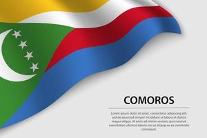 Wave flag of Comoros on white background. Banner or ribbon vecto vector