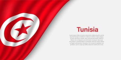 Wave flag of Tunisia on white background. vector