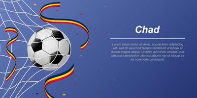 Soccer background with flying ribbons in colors of the flag of Chad vector
