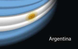 Wave flag of Argentina on dark background. vector