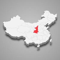 provincia ubicación dentro China 3d mapa modelo para tu diseño vector