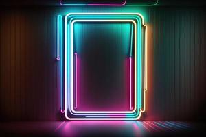 Colorful Neon Lighting Stage with Geometric Shapes photo