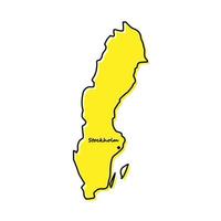 Simple outline map of Sweden with capital location vector