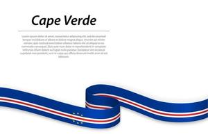 Waving ribbon or banner with flag of Cape Verde vector