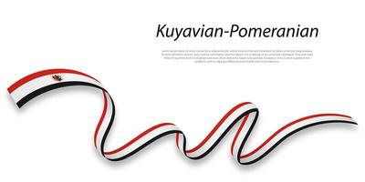 Waving ribbon or stripe with flag of Kuyavian-Pomeranian vector