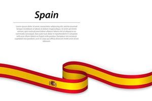 Waving ribbon or banner with flag of Spain. Template for indepen vector