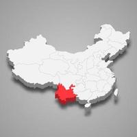 province location within China 3d map Template for your design vector