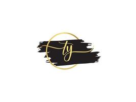Feminine Ty Signature Logo, Initial TY Fashion Letter Logo Design vector