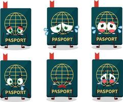 Passport cartoon in character with sad expression vector