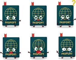 Cartoon character of passport with what expression vector