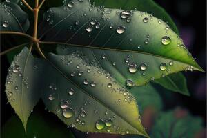 Raindrops on leaves. photo