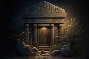 misterioso antiguo tumba con jeroglíficos. ai generado foto