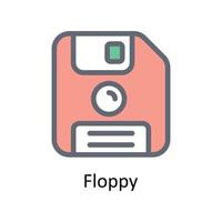 Floppy Vector Fill outline Icons. Simple stock illustration stock