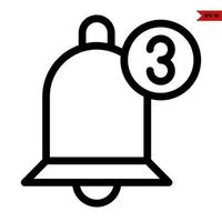 bell notification with number in button line icon vector