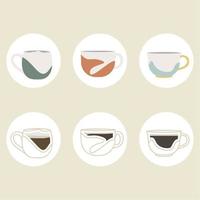 Set of colored abstract coffee cup icons Vector illustration