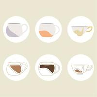 Set of colored abstract coffee cup icons Vector illustration