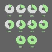 Set of 3d pie graph diagram with percentage, vector illustration