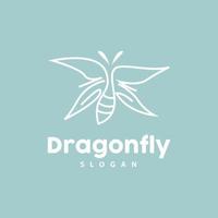 Dragonfly Logo, Flying Animal Vector, Luxurious Elegant Simple Minimalist Design, Illustration Template Icon vector