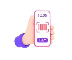 hand holding Smartphone show Barcode. concept cashless society. photo