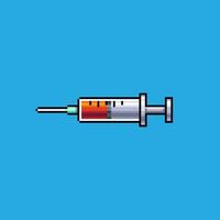 Pixel art illustration syringe. Pixelated syringe. medical syringe pixelated for the pixel art game and icon for website and video game. old school retro. vector