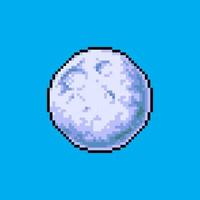 Moon pixel art icon. Yellow and grey pixelated Moon design for logo, web, mobile app, badges and patches. Video game sprite. 8-bit. Isolated vector illustration