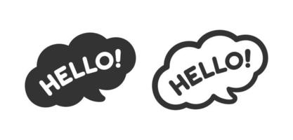 Cute Hello greeting speech bubble icon set. Simple flat vector illustration.