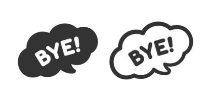 Good bye speech bubble icon. Cute black text lettering vector illustration.