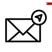 mail with cursor in button line icon vector