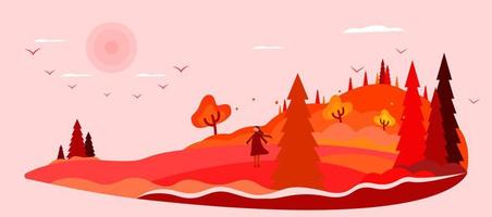 otoño paisaje vector ilustración. otoño vector ilustración.