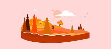 otoño paisaje vector ilustración. otoño vector ilustración.