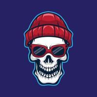 Skull smoke with beanie and glasses vector