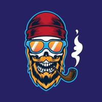 cráneo fumar con gorro y barba vector