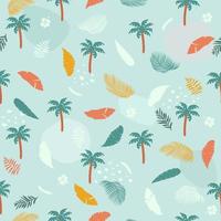 Seamless pattern with tree palms and exotic leaves vector