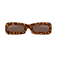 Stylish square flat sunglasses isolated on white background. A fashionable accessory with a leopard print frame. vector