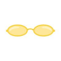 Stylish flat yellow sunglasses isolated on white background. A fashion accessory with an oval frame and yellow lenses. vector