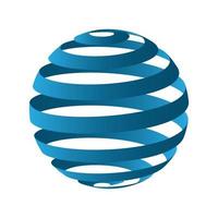 3d blue globe spiral logo vector illustration