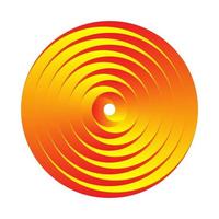 Yellow and red 3d gradient swirl circle logo vector. Optical illusion circular spiral vortex. vector