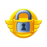 Award golden padlock. Game icon block or security. vector