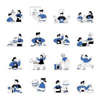 Flat Illustrations Pack of Chefs vector