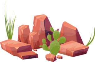 Desert rock with plants png